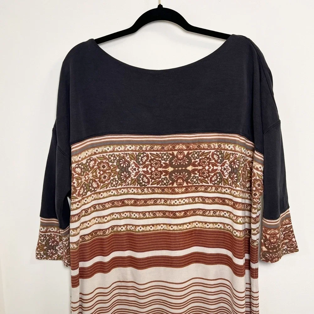 Free People Womens Tunic Dress Boho Bohemian Stripes Print‎ Block Size Medium